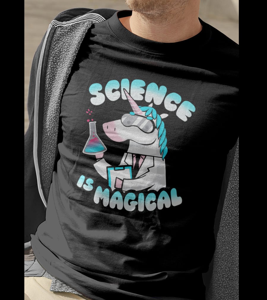 Science Is Magical Unicorn In Lab Coat With Beaker T-Shirt