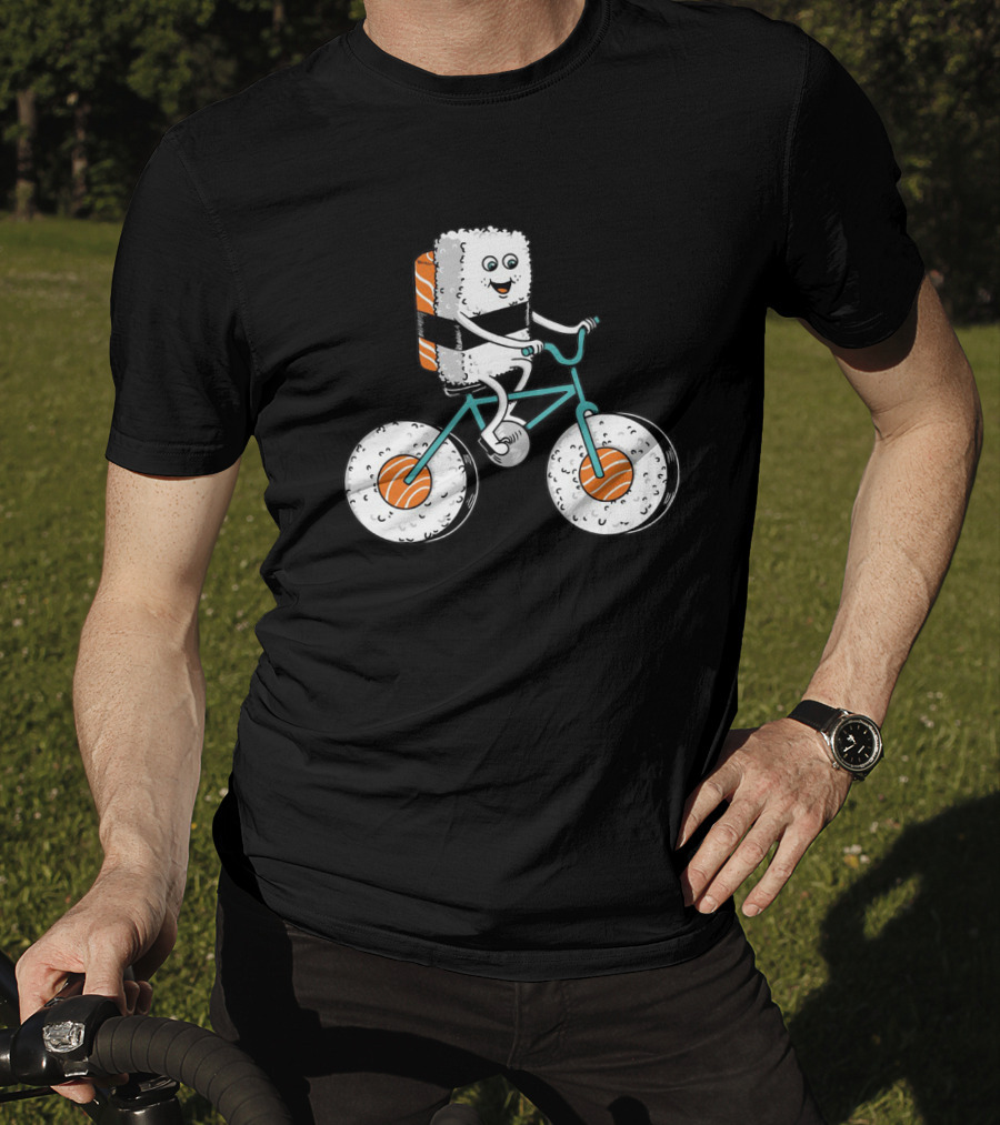 Sushi Roll Riding Bicycle With Sushi Wheels T-Shirt