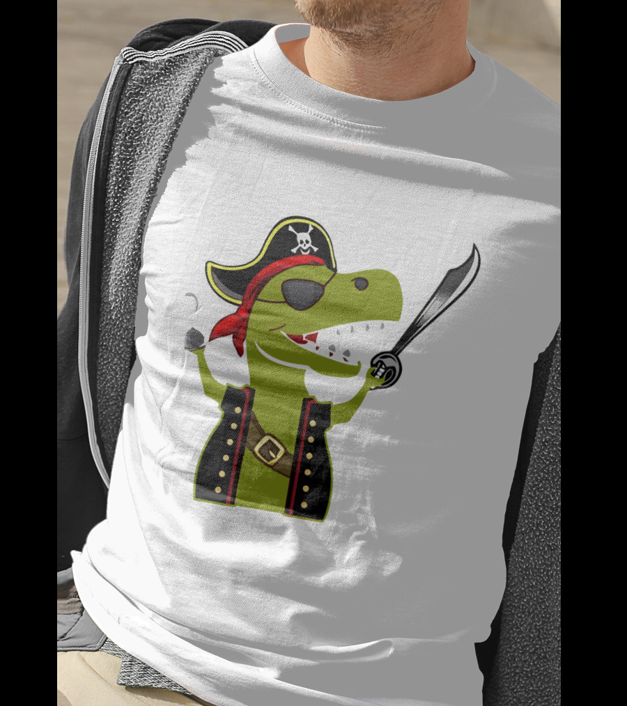 Pirate Dinosaur With Hook And Sword T-Shirt
