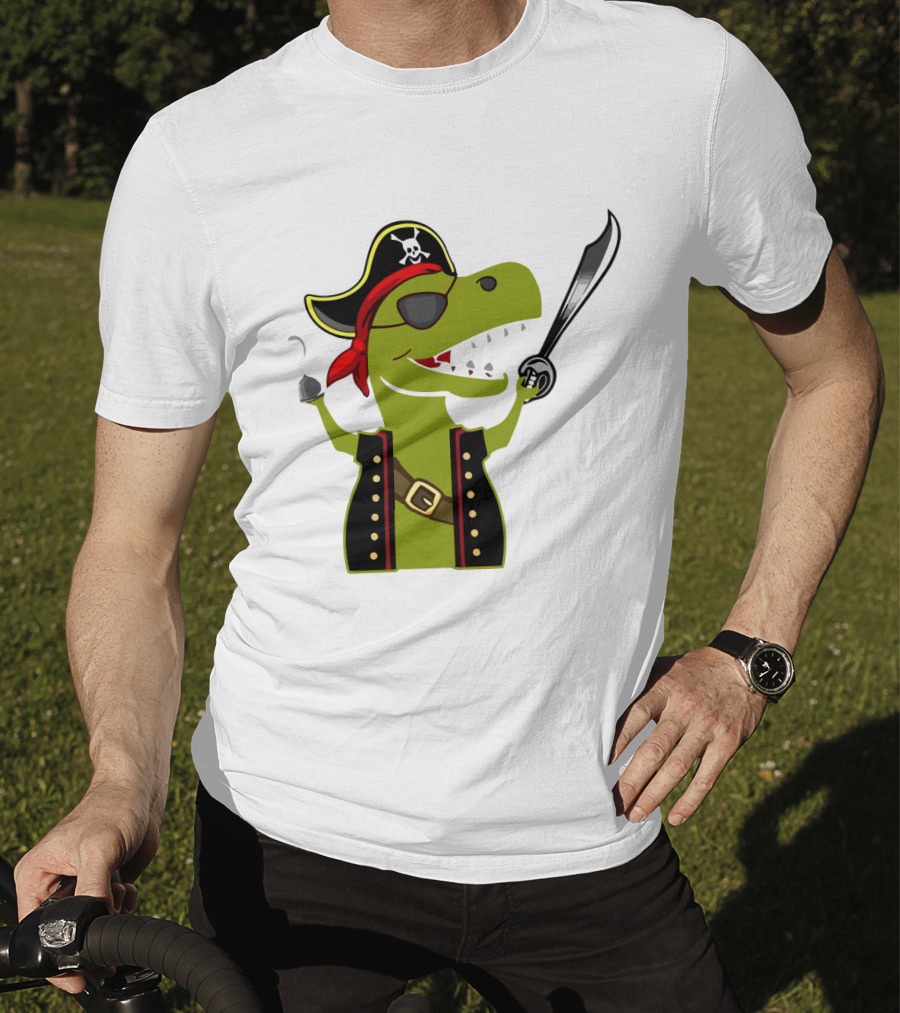 Pirate Dinosaur With Hook And Sword T-Shirt