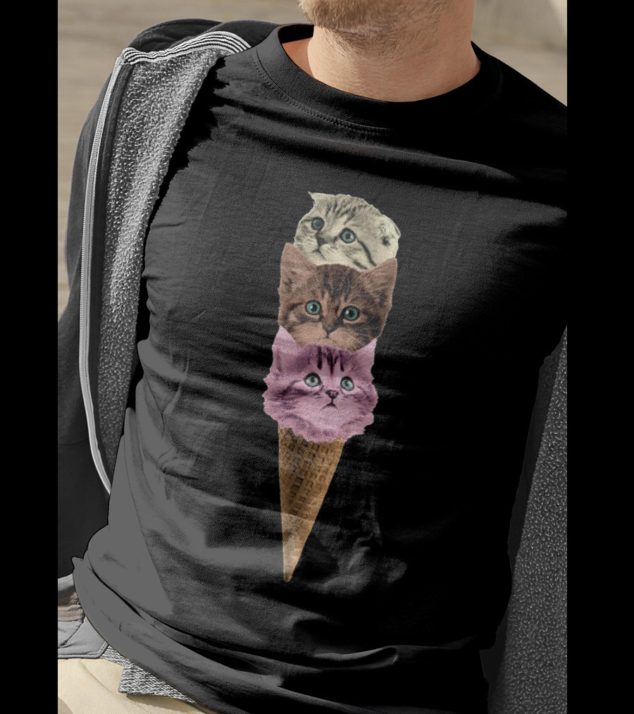 Kittens Ice Cream Cone Trio T-Shirt