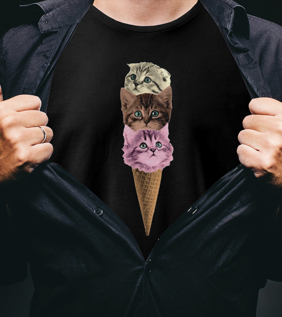 Kittens Ice Cream Cone Trio T-Shirt