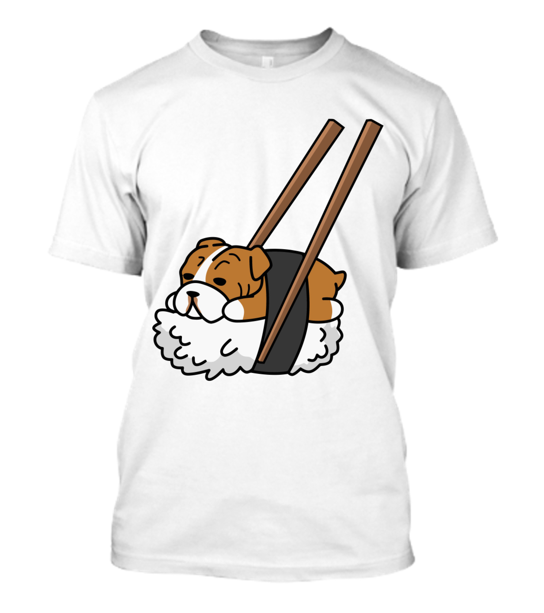 Pugsushi Funny Pug Dog Sushi Roll With Chopsticks T-Shirt