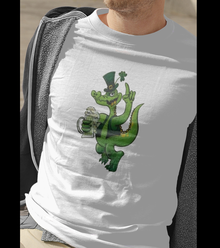 Dinosaurs Patricks Green Beer Hat Clover T-Shirt