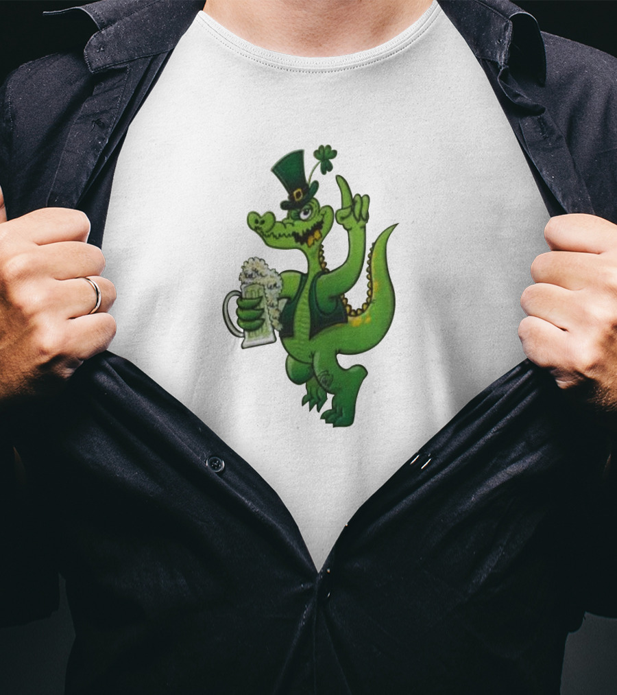 Dinosaurs Patricks Green Beer Hat Clover T-Shirt