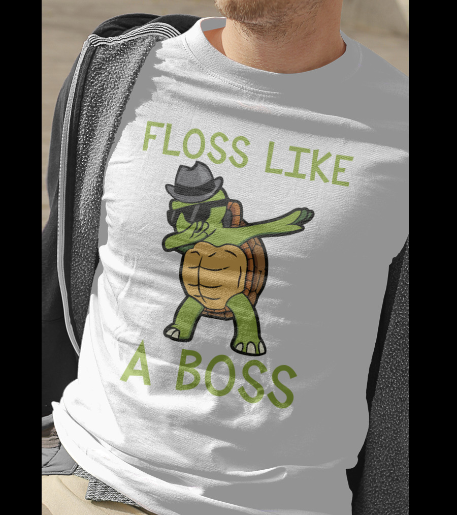 Dabbing Turtle Floss Like A Boss With Hat And Sunglasses T-Shirt