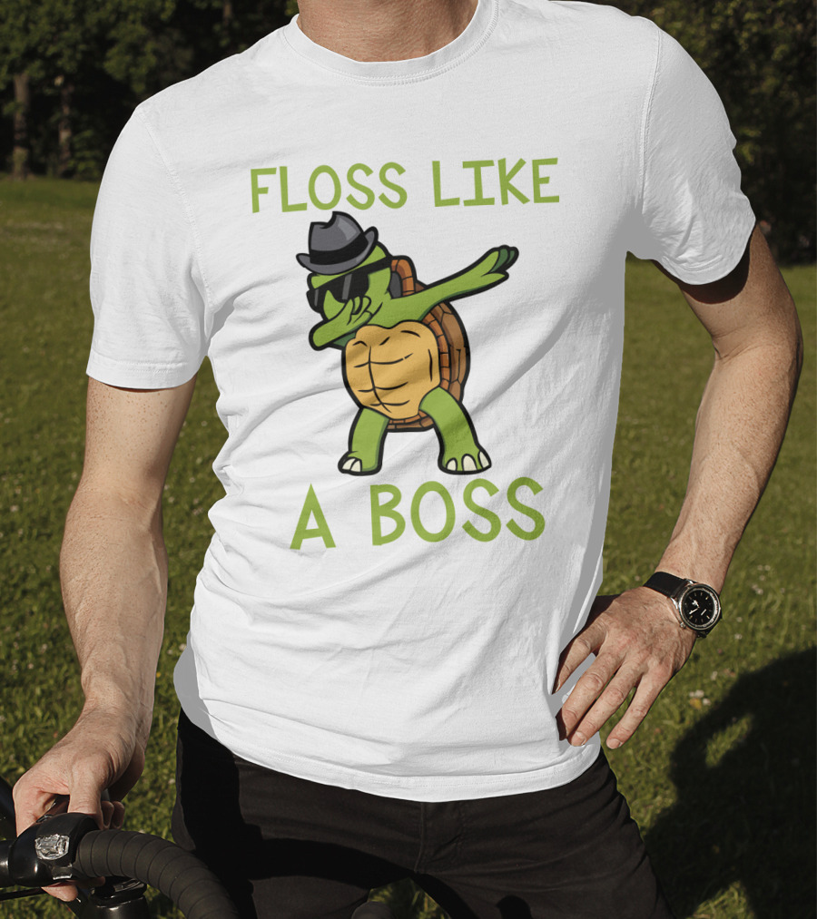 Dabbing Turtle Floss Like A Boss With Hat And Sunglasses T-Shirt