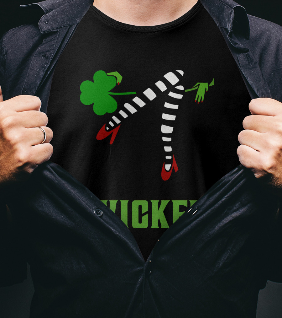 Wicked St. Patrick's Day Striped Legs And Shamrock T-Shirt
