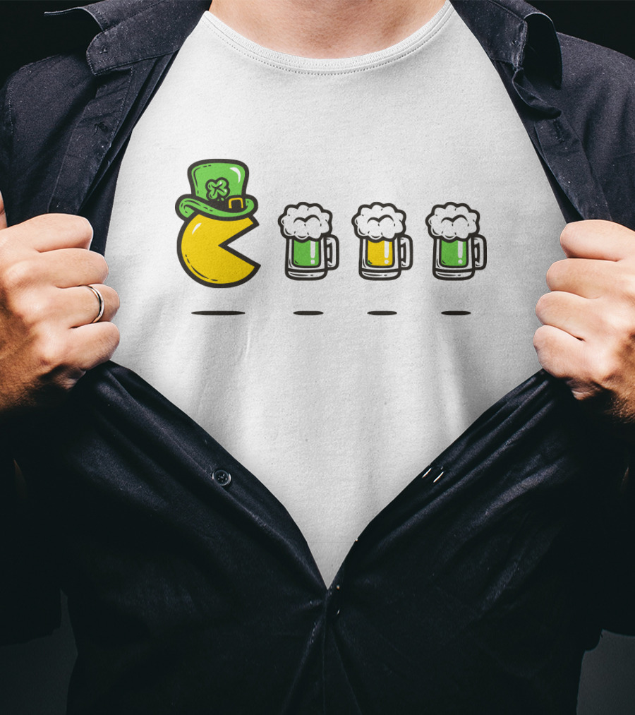 Pacman St. Patrick's Day Beer Mugs Hat T-Shirt
