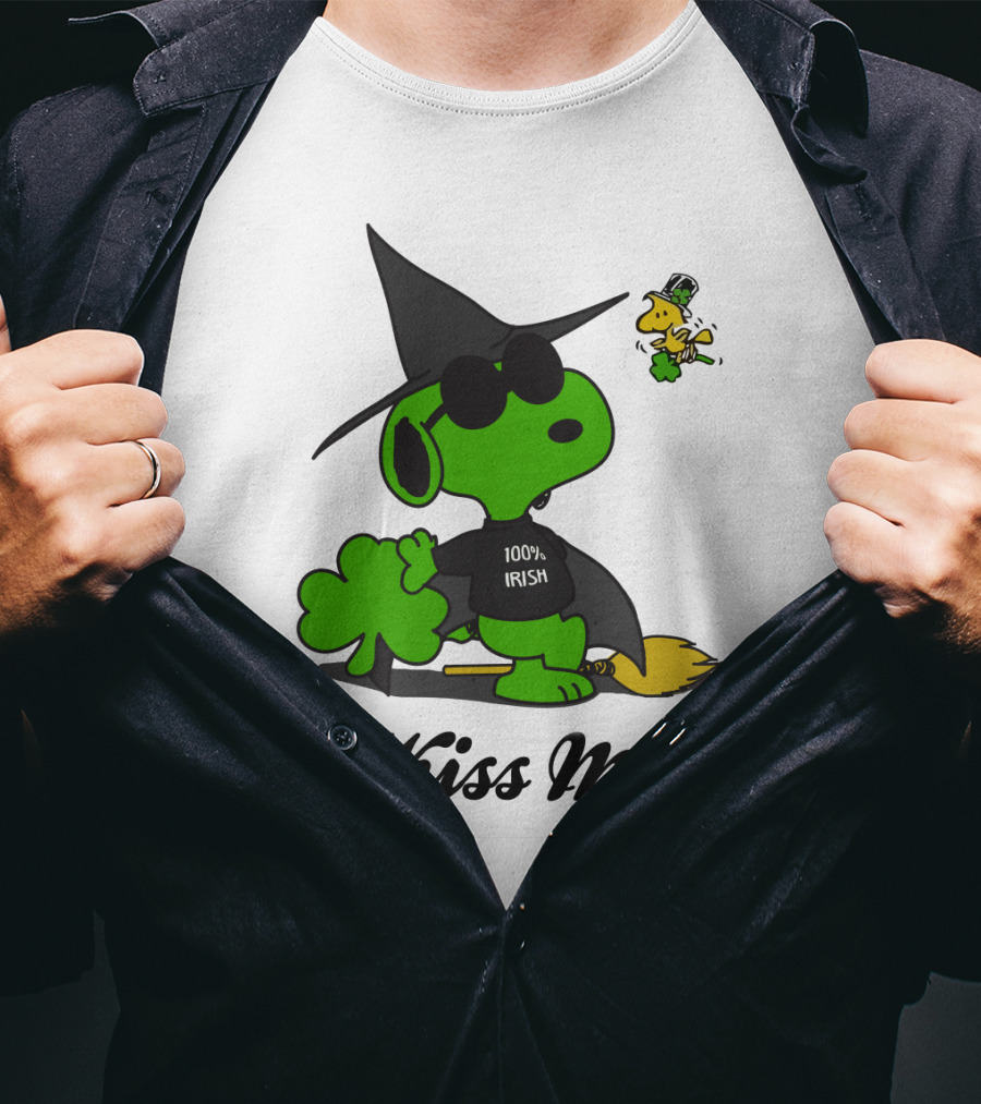 Snoopy Kiss Me 100% Irish St Patrick's Day Wizard Woodstock T-Shirt