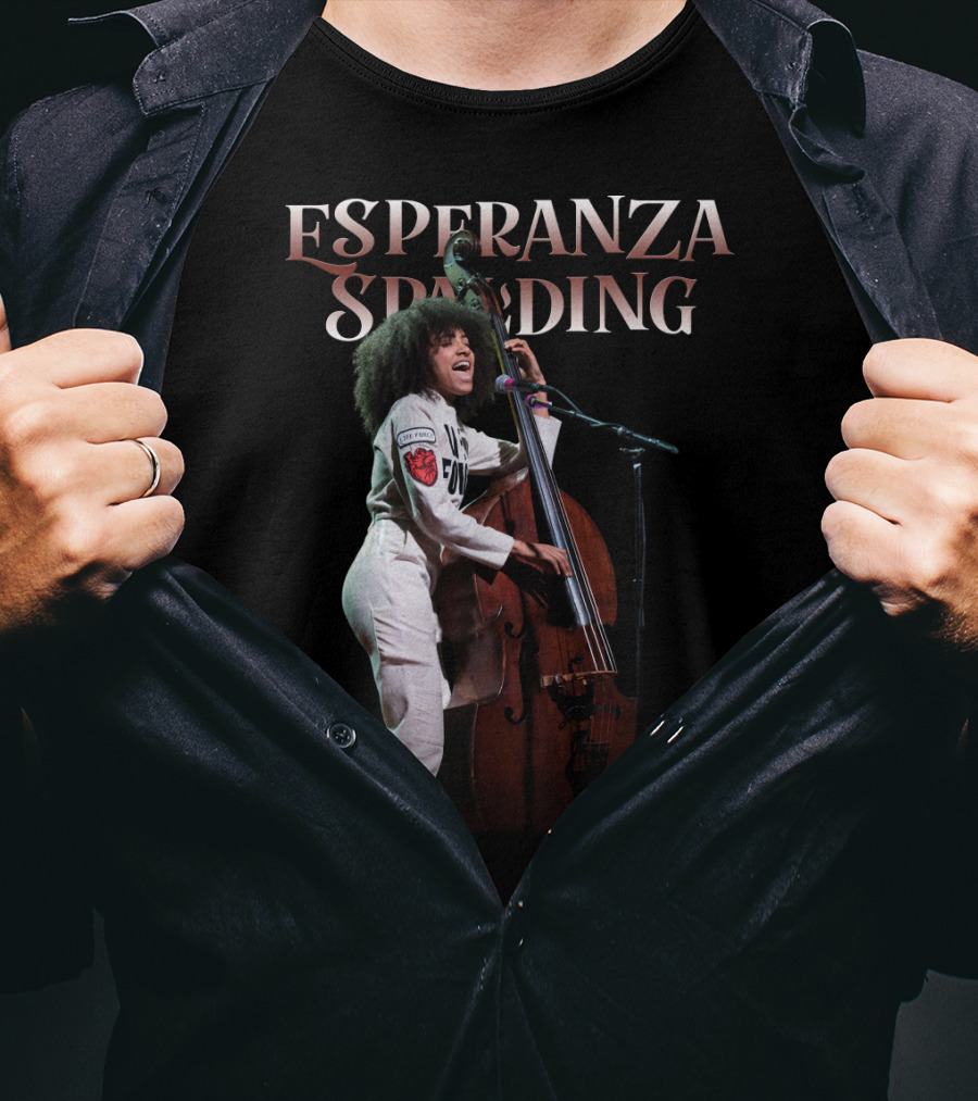 Esperanza Spalding Performing With Double Bass Enthusiasm T-Shirt
