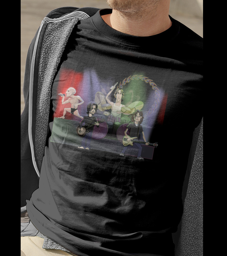 Tool Band Caricature Concert Scene With Animated Rock Musicians T-Shirt