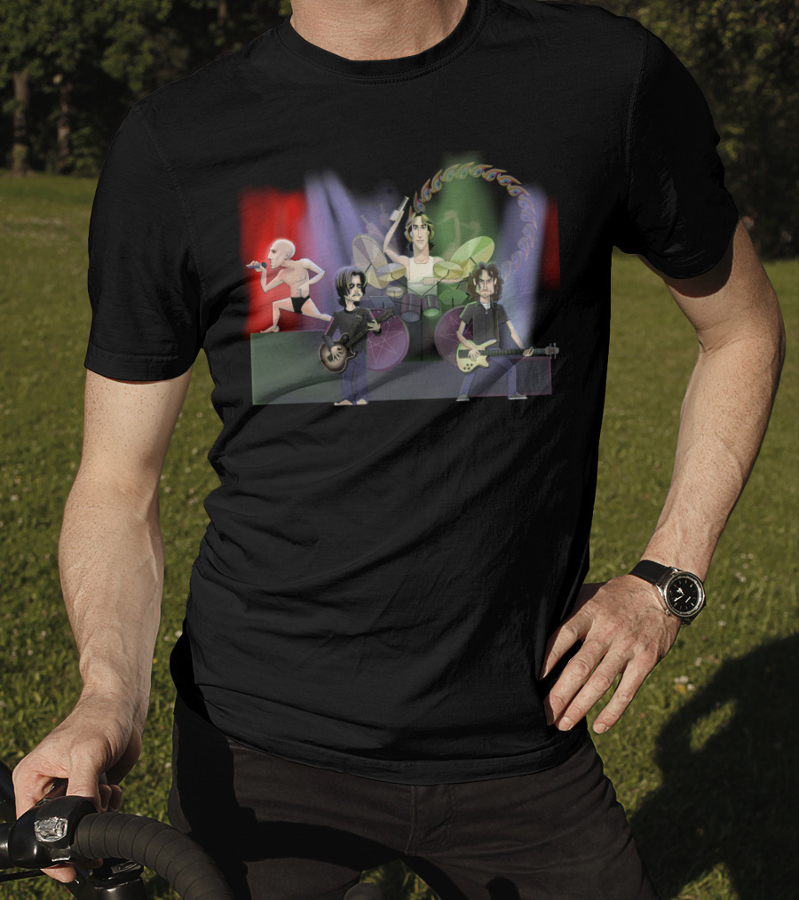 Tool Band Caricature Concert Scene With Animated Rock Musicians T-Shirt