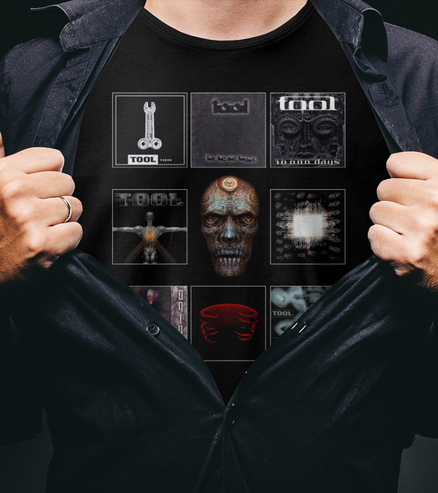 TOOL Albums Undertow Lateralus 10,000 Days Enima Opiate Fear Inoculum Salival Sober Key Art Compilation T-Shirt