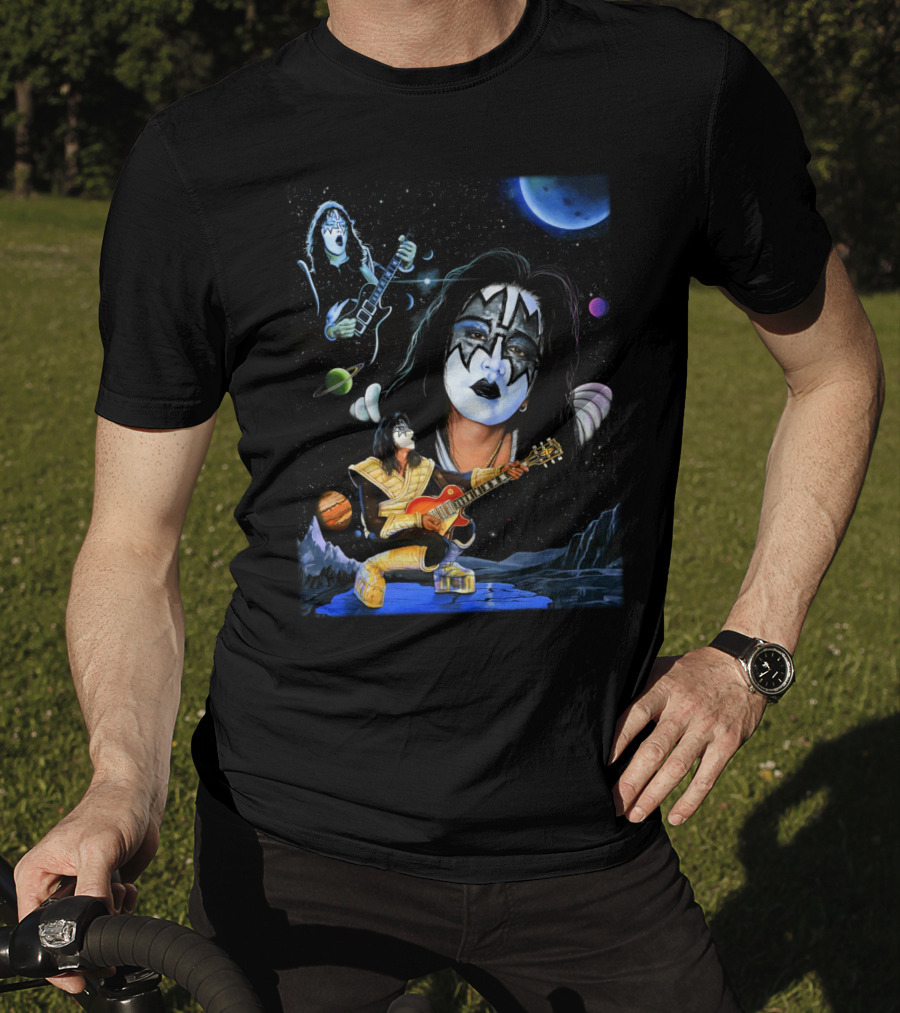 Ace Frehley Kiss Cosmic Rock Guitarist With Space Imagery And Planets T-Shirt