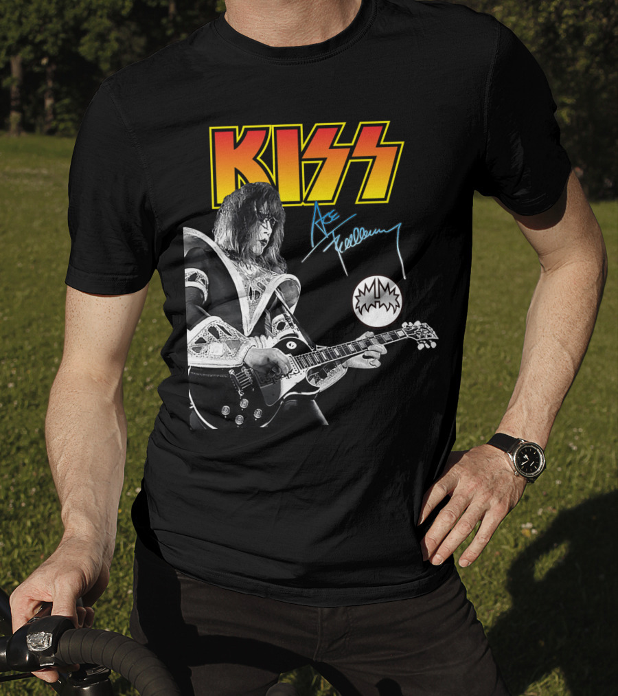 KISS Ace Frehley Signature Electric Guitar Iconic Rock Legend T-Shirt