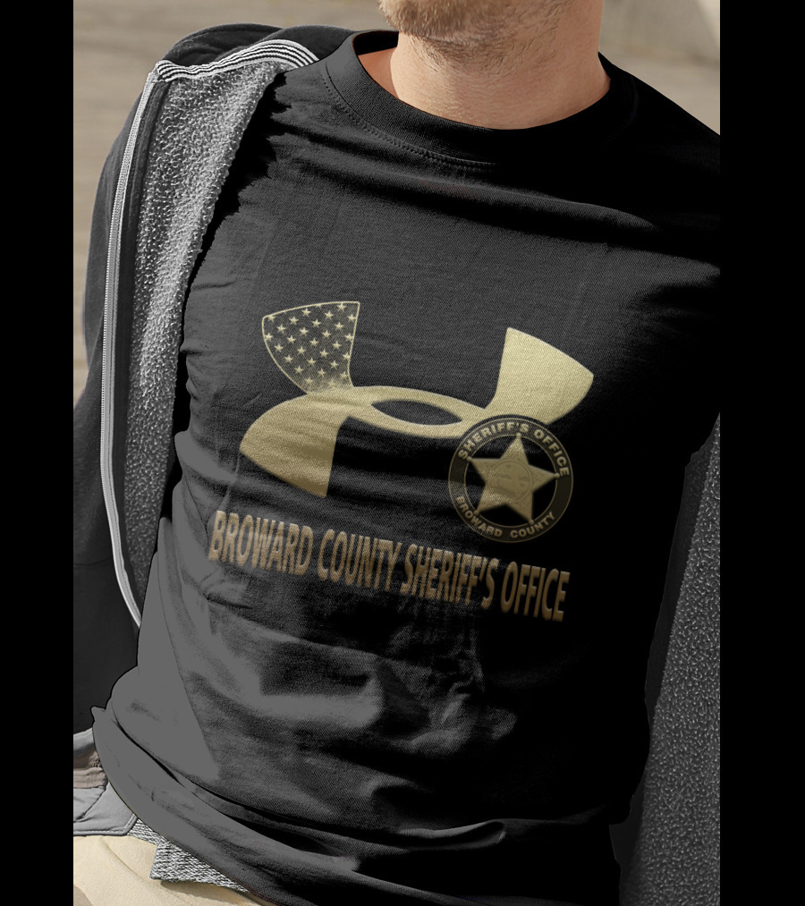 Broward County Sheriff's Office Badge And Flag Emblem On Gold Under Armour T-Shirt