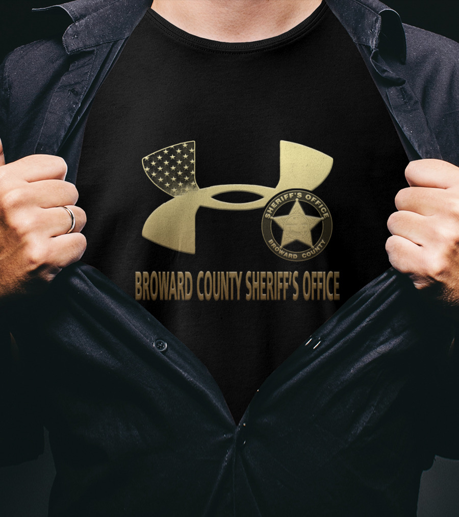 Broward County Sheriff's Office Badge And Flag Emblem On Gold Under Armour T-Shirt