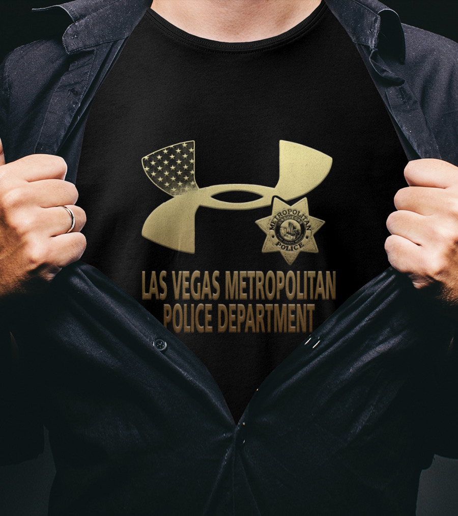 Las Vegas Metropolitan Police Department Under Armour Badge American Flag T-Shirt