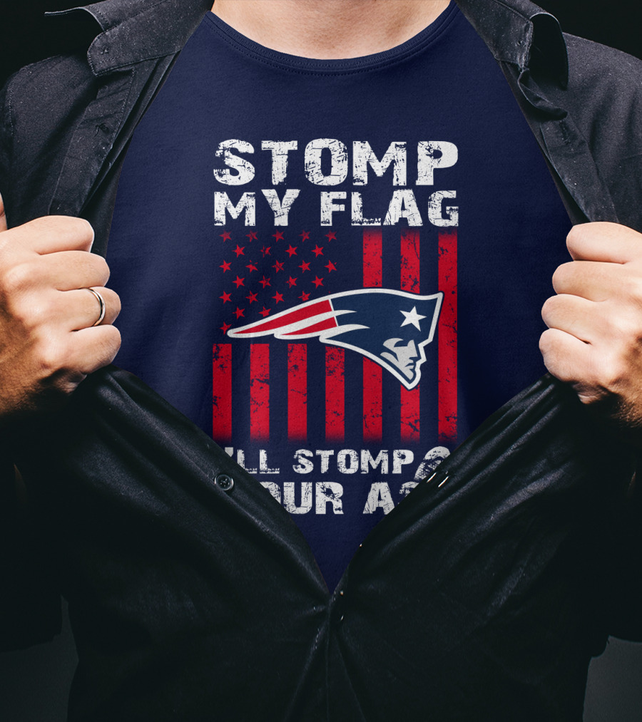 Stomp My Flag Patriots Emblem I'll Stomp Your Ass T-Shirt