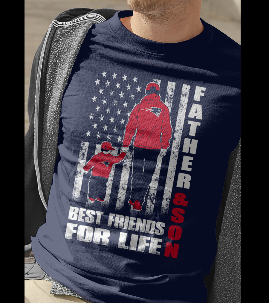 Father And Son Best Friends For Life Patriots American Flag T-Shirt