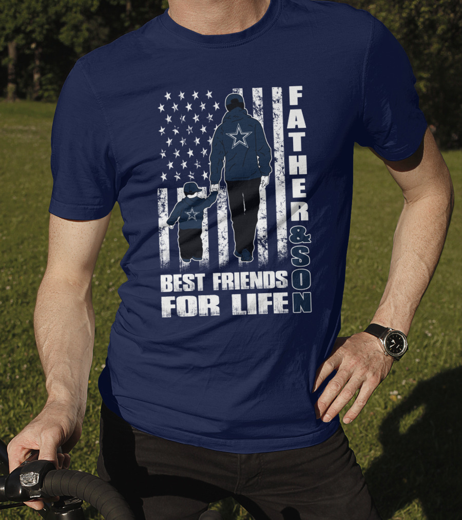 Father And Son Best Friends For Life Dallas Fans Blue And White Star Stripes T-Shirt