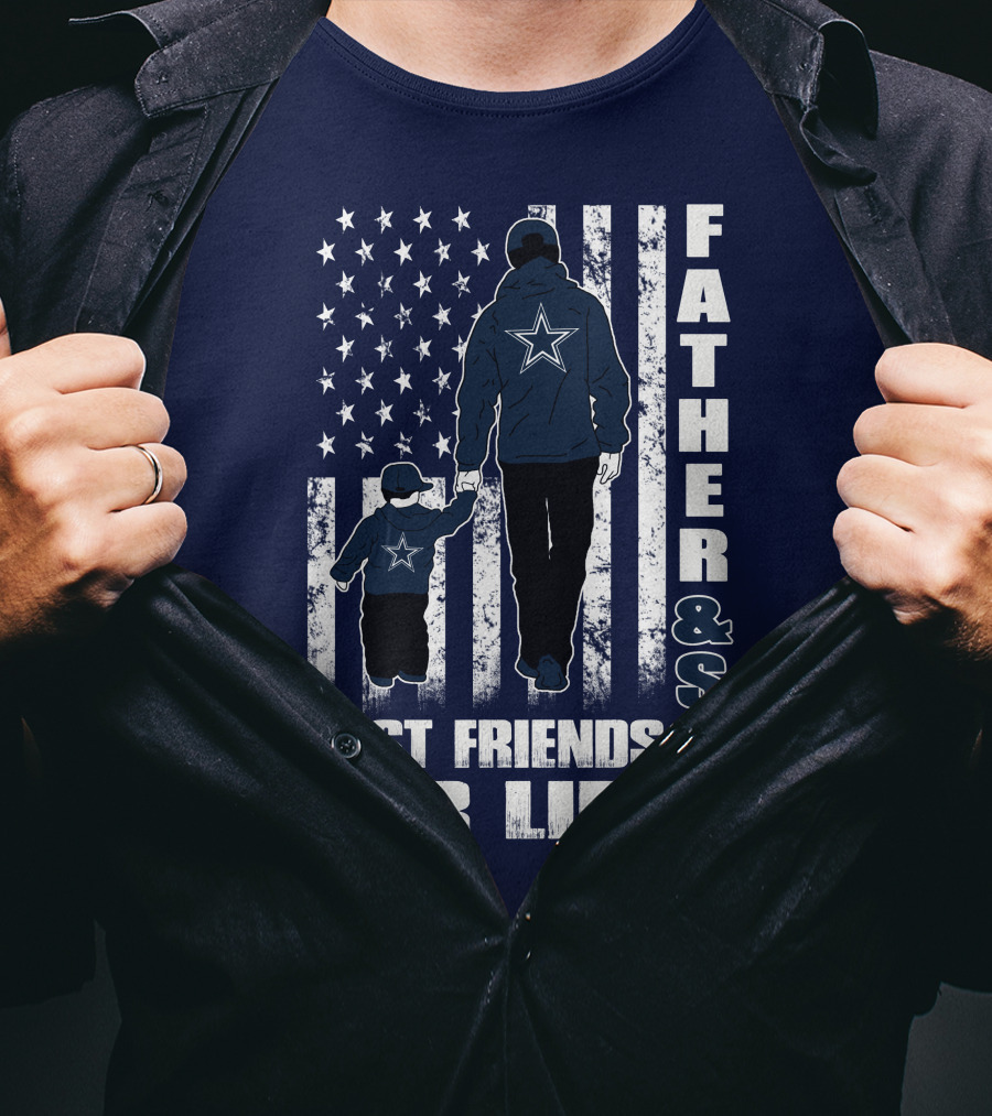 Father And Son Best Friends For Life Dallas Fans Blue And White Star Stripes T-Shirt