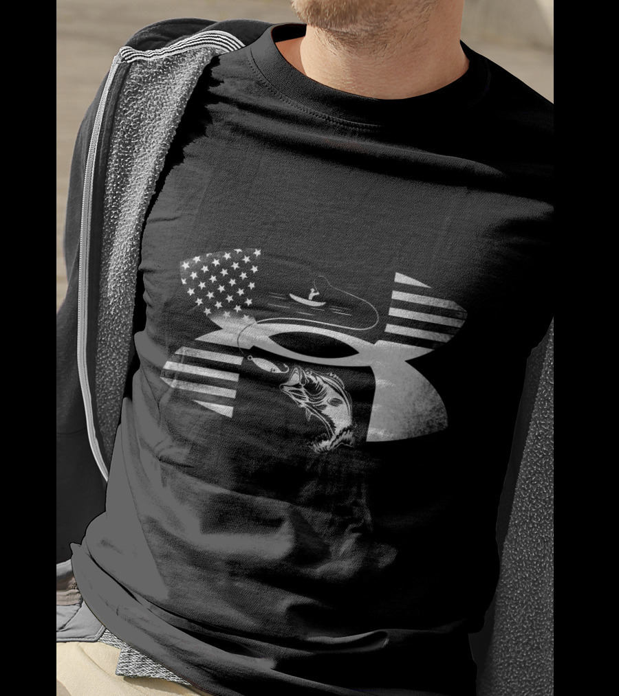 Bass Fishing American Flag Under Armour T-Shirt
