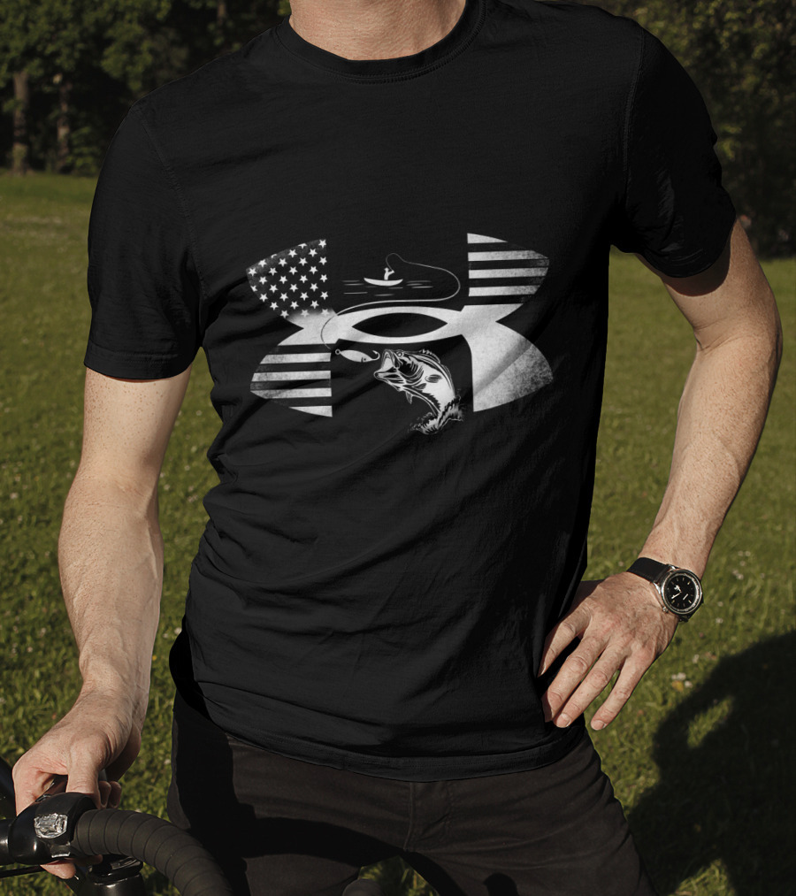 Bass Fishing American Flag Under Armour T-Shirt