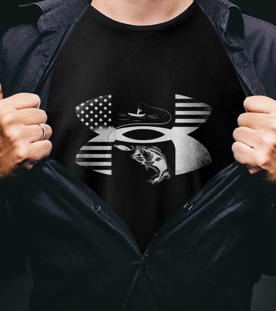 Bass Fishing American Flag Under Armour T-Shirt