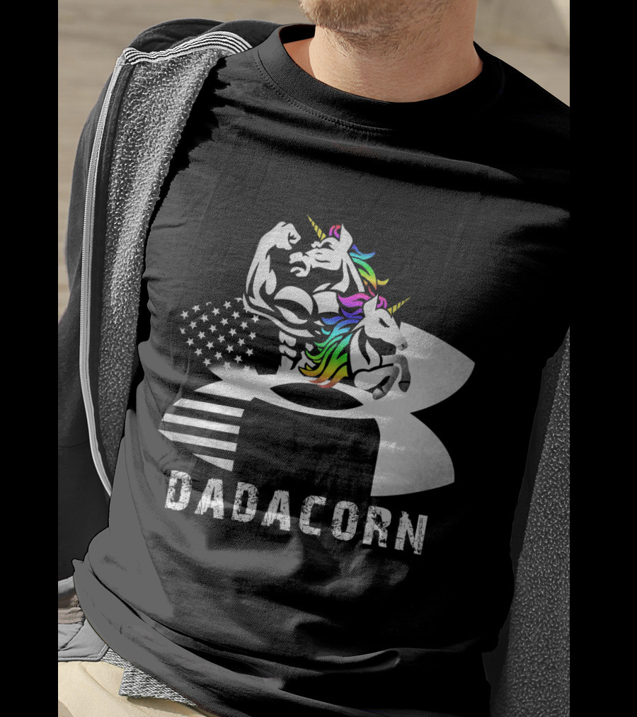 Dadacorn Unicorn Dad Flag Bald Eagle T-Shirt