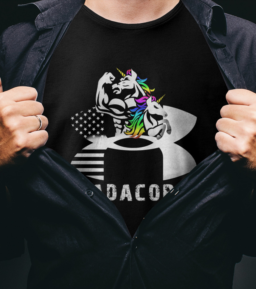 Dadacorn Unicorn Dad Flag Bald Eagle T-Shirt