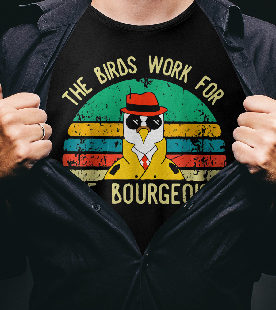 The Birds Work For The Bourgeoisie Retro Style Penguin In Hat And Sunglasses T-Shirt