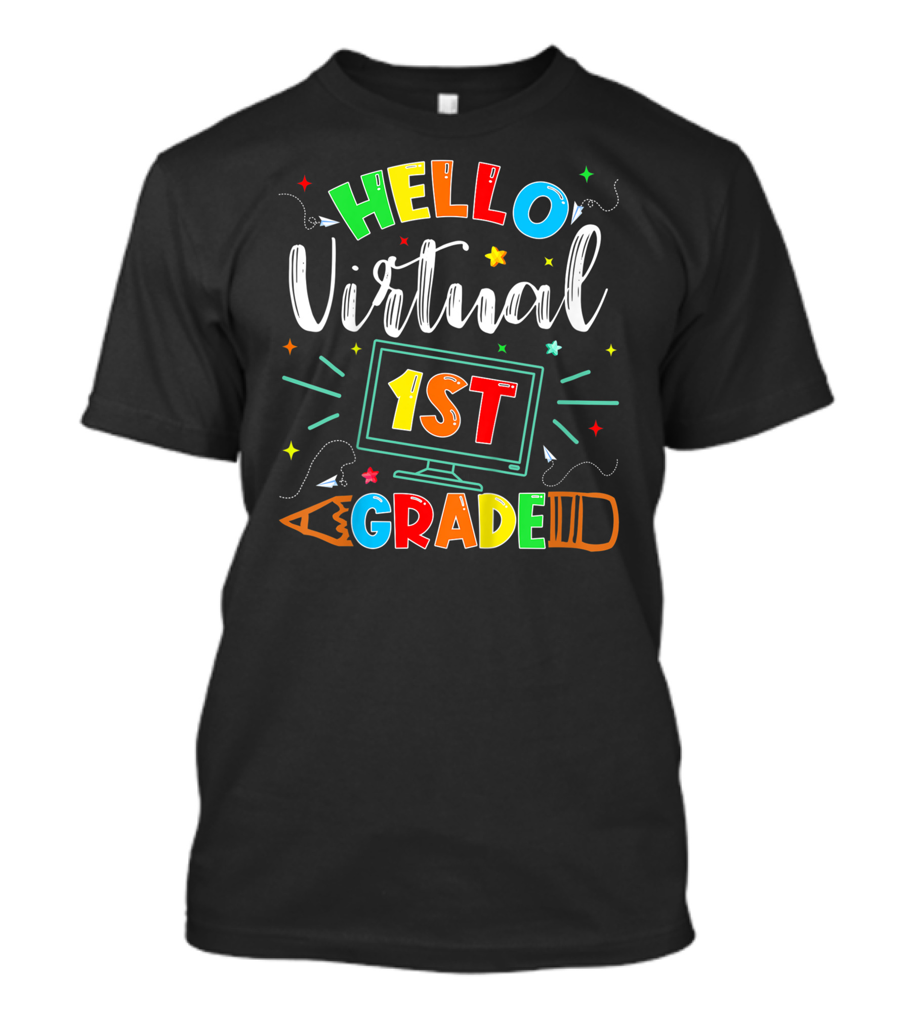 Hello Virtual 1st Grade Back To School Online Teaching T-Shirt