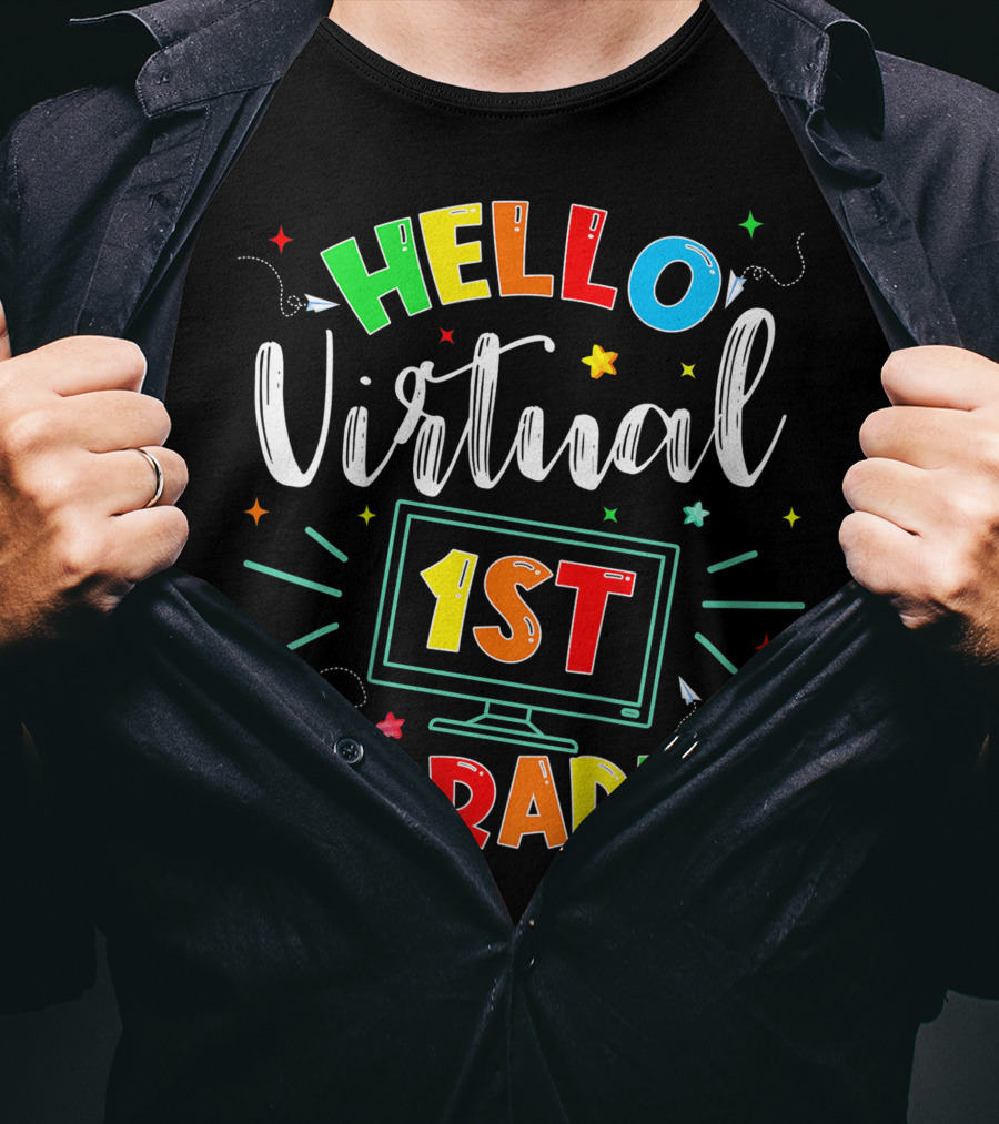 Hello Virtual 1st Grade Back To School Online Teaching T-Shirt