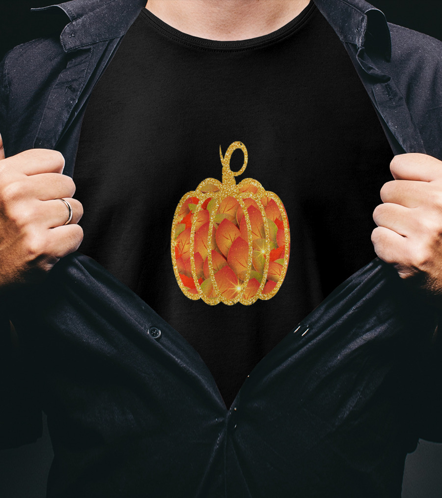 Amazing Fall Pumpkin Halloween Thanksgiving Best Autumn Leaves Glow T-Shirt