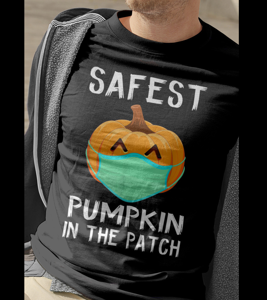 Safest Pumpkin In The Patch Halloween Costume With Face Mask T-Shirt