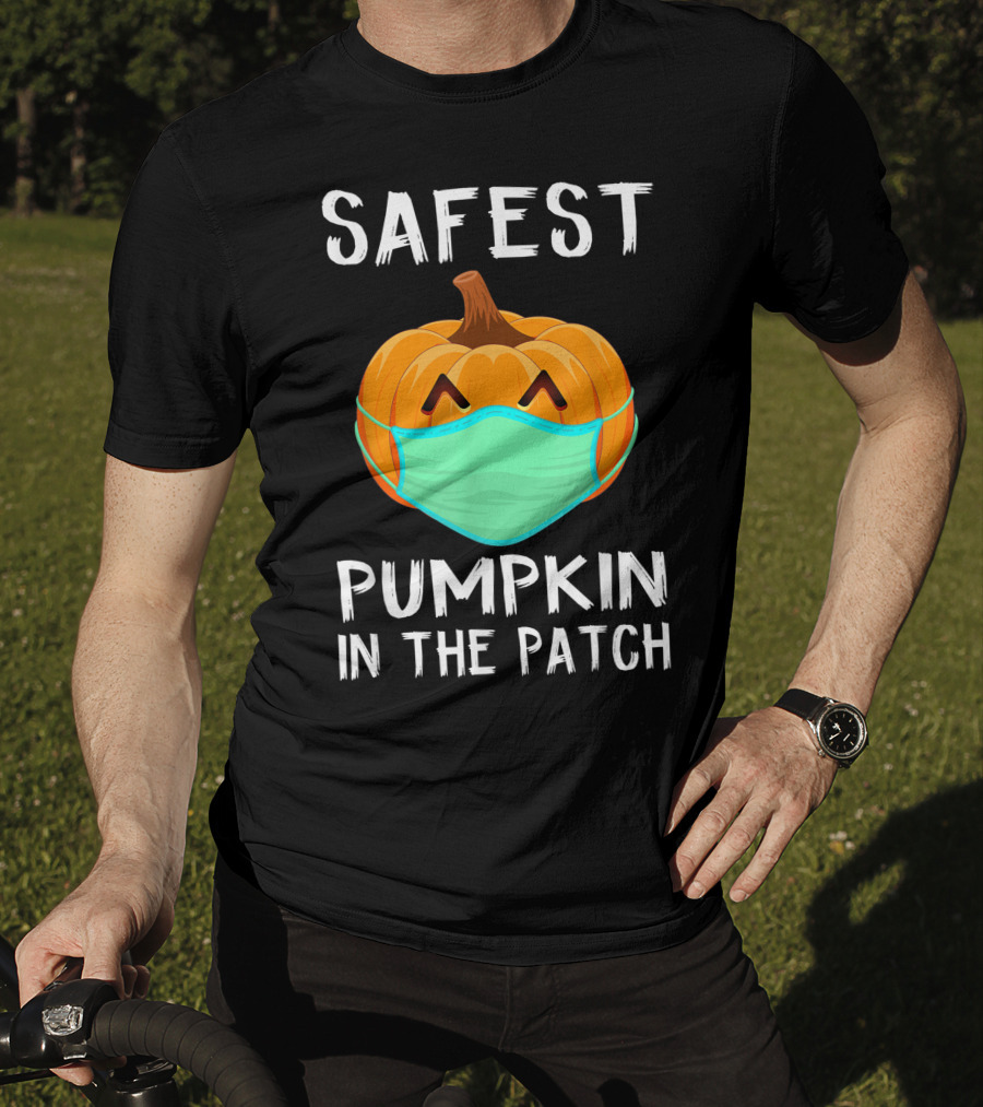 Safest Pumpkin In The Patch Halloween Costume With Face Mask T-Shirt