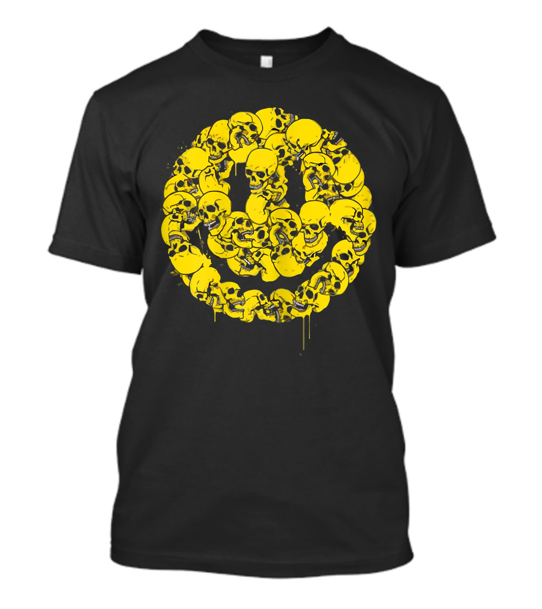Smiley Face Skull Circle Halloween Goth Occult Scary T-Shirt