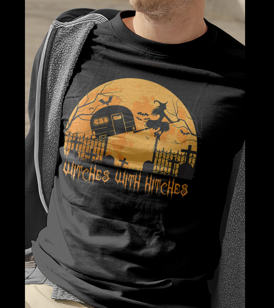 Halloween Spooky Witches With Hitches Camping Scene T-Shirt