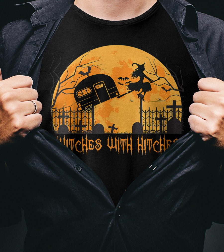 Halloween Spooky Witches With Hitches Camping Scene T-Shirt