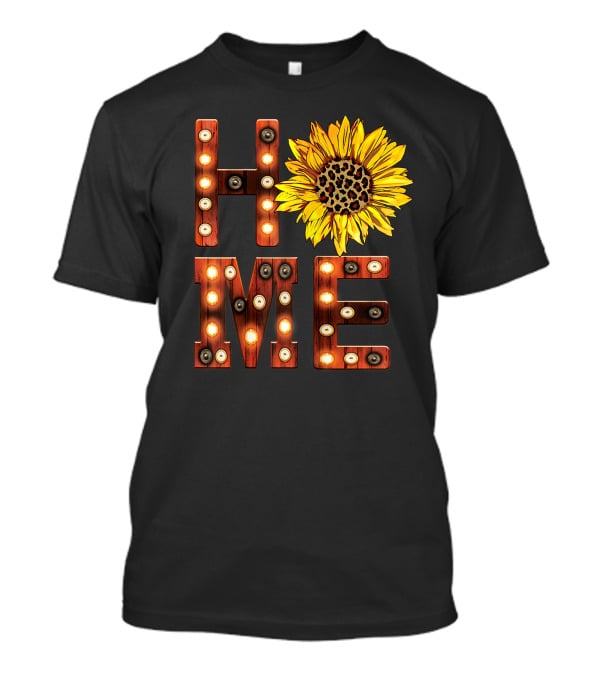 Sunflower Marquee Letters Home Word With Leopard Center Halloween Fall Pumpkins Colorful T-Shirt