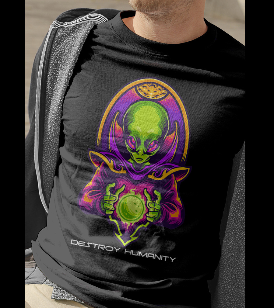 Destroy Humanity Funny Alien Gamer Birthday T-Shirt