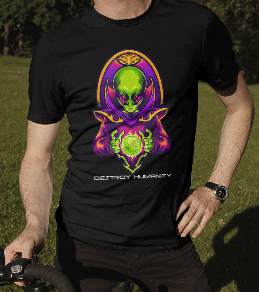 Destroy Humanity Funny Alien Gamer Birthday T-Shirt