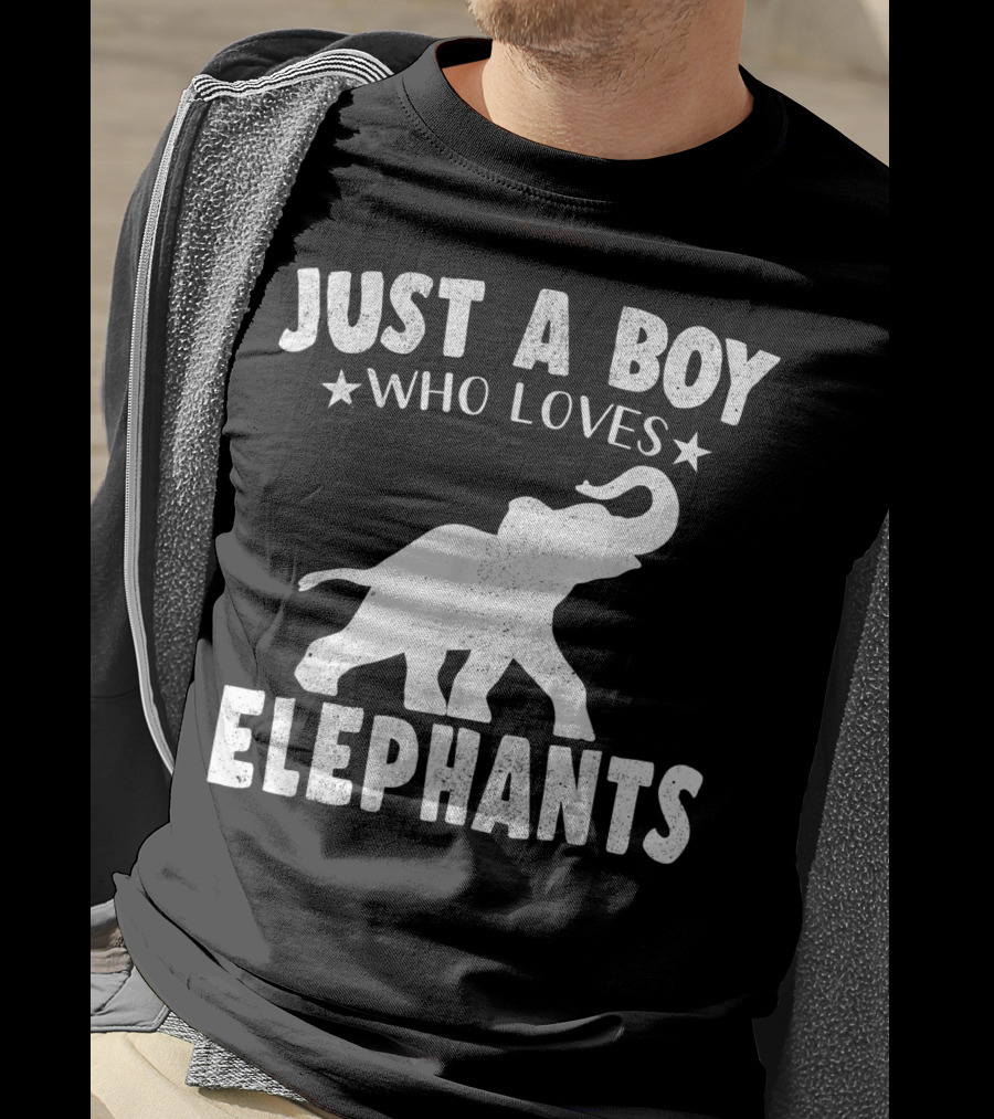 Just A Boy Who Loves Elephants Cool Animals Lover Basic T-Shirt