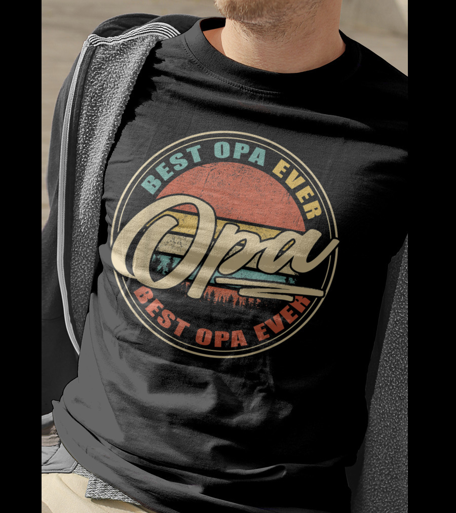 Best Opa Ever Vintage Sunset Forest T-Shirt