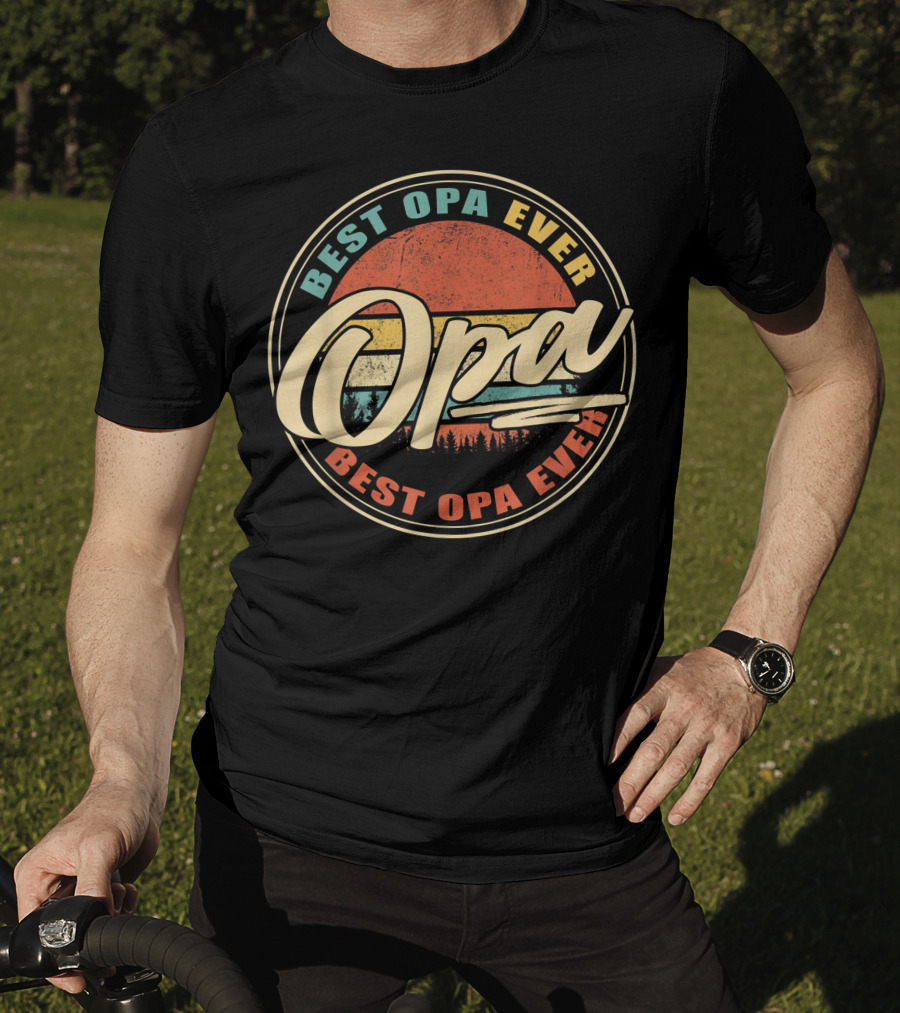 Best Opa Ever Vintage Sunset Forest T-Shirt