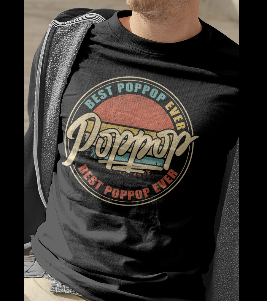 Best Poppop Ever Vintage Sunset Retro Grandpa Papa T-Shirt