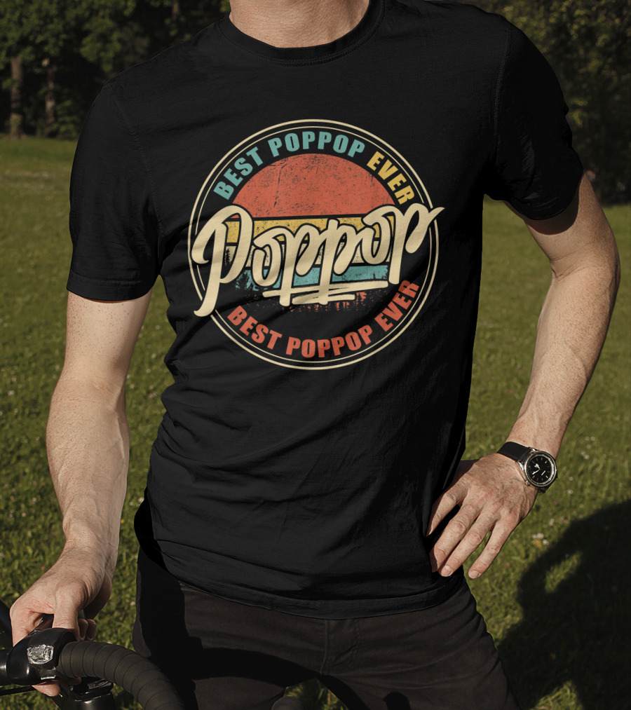 Best Poppop Ever Vintage Sunset Retro Grandpa Papa T-Shirt