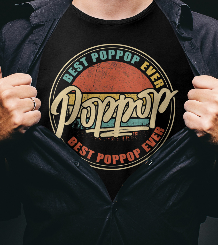 Best Poppop Ever Vintage Sunset Retro Grandpa Papa T-Shirt